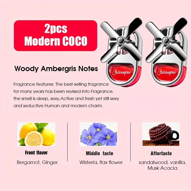 2-Pack Stylish Car Air Vent Perfume Clip | Sleek Interior Fragrance Diffuser & Decorative Accessory
